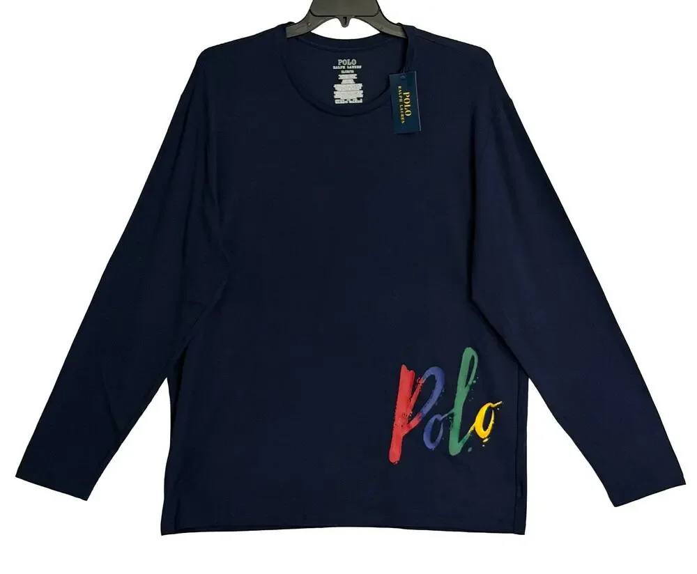 Polo Ralph Lauren T-Shirt Men's XL Crew Neck Long Sleeve Blue NWT
